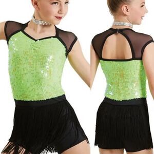 Weissman dance costume green sequin fringe flapper Replay
12269 Child IC 7/8